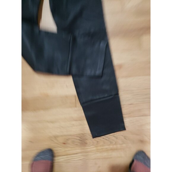 Theory Pants Black Lamb Adbelle Leather Stretch  Leggings Size 8 Elastic Waist - Picture 6 of 13